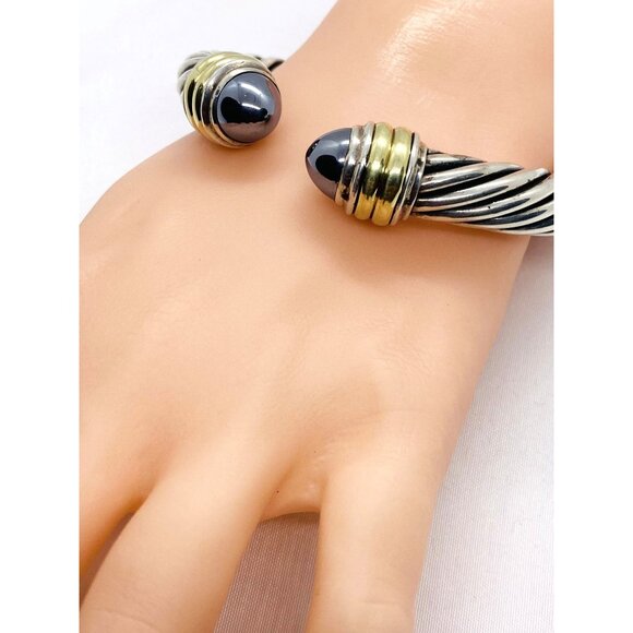 David Yurman Sterling Silver 925 14K 585 Hematite 6.25" - Picture 8 of 9